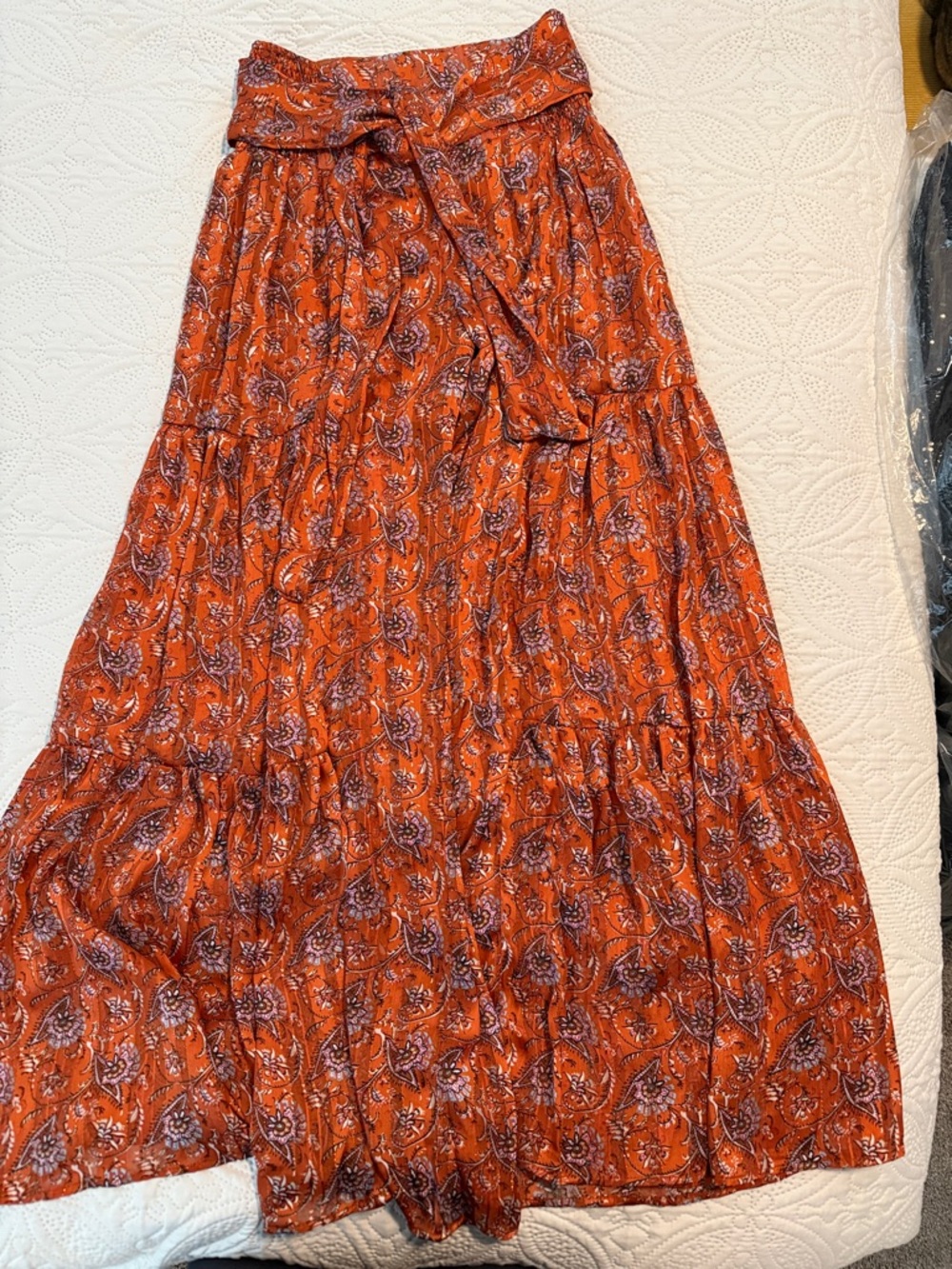 Women’s Orange Paisley Wide-leg Pants
